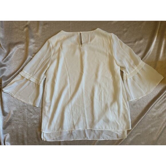 Coldwater Creek Women’s Petite Small PS White Blouse Flowy Bell Sleeve Top Shirt - Picture 8 of 8